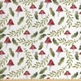 thumbnail image 1 of Ambesonne Mushroom Fabric by the Yard Upholstery, Leaves Forest Elements, 10 Yards, Reseda Green Ruby, 1 of 4