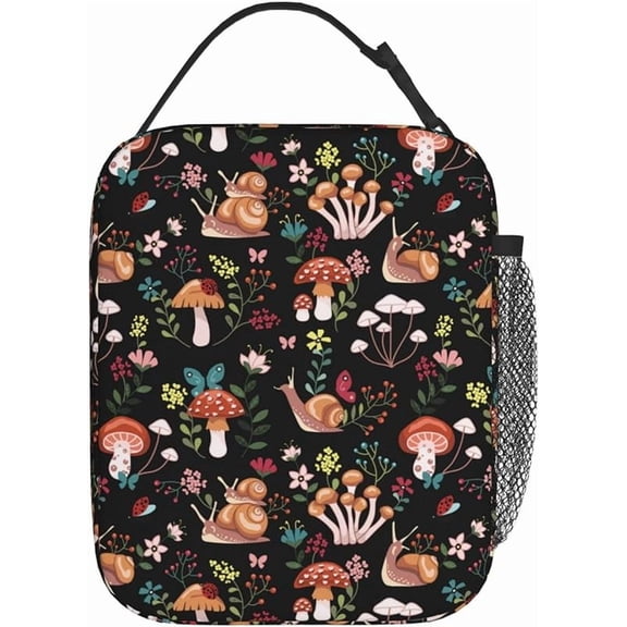 Mushroom Vintage Rustic Farmhouse Autumn Insulated Lunch Box for Women Men, Portable Lunch Bag Reusable Cooler Tote for Office Work Travel Picnic Camping Beach