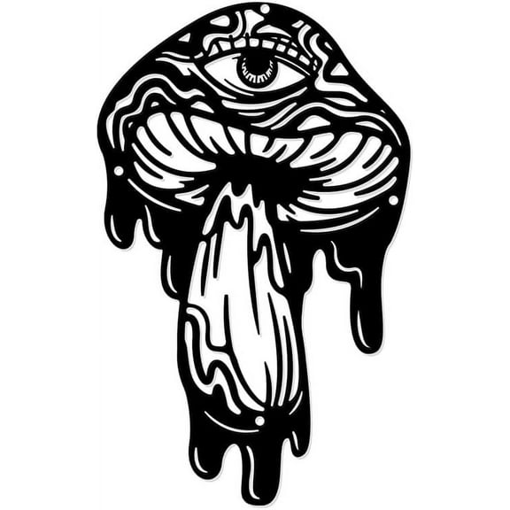 Mushroom Wall Decor Evil Eyes Wall Sculpture Black Metal Art Ornament Decorative Iron Wall Hanging Artwork with Screws for Living Room Indoor Outdoor Home 1pc DIY