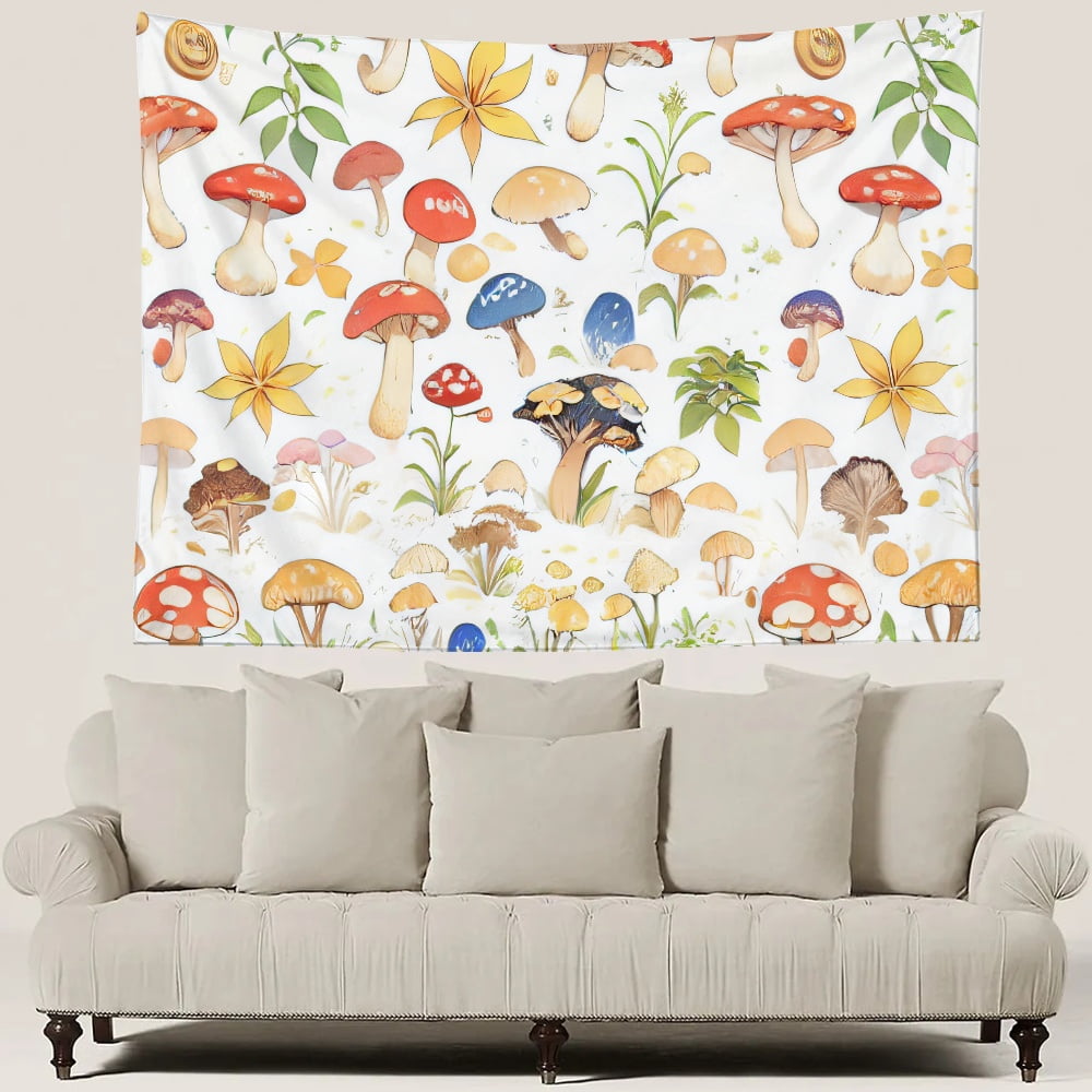 Mushroom Wall Tapestry,Wall Hanging Wall Art Delicate Hand Sewn Edges