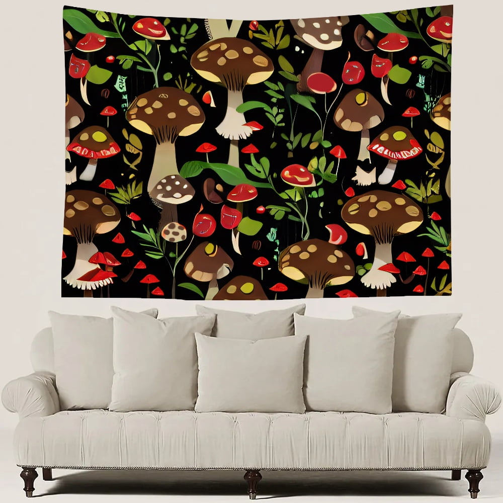 Mushroom Wall Tapestry,Wall Hanging Wall Art Delicate Hand Sewn Edges