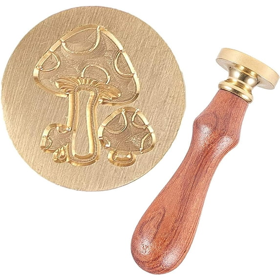 Mushroom Wax Seal Stamp Vintage Mushroom Sealing Wax Stamps with Wooden Handle 25mm Retro Removable Brass Head for Wedding Invitations Envelopes Christmas Thanksgiving Xmas Gift Wrap