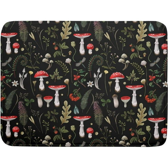 Mushroom Wild Plant Dish Drying Mat for Kitchen Counter 16x18 inch Washable Drying Mat Nonslip Kitchen Dish Pads Super Absorbent Microfiber Drying Dish Drainer Mat for Home Counter Dining Table