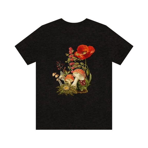 Mushroom Wildflower Shirt, Wild Flower, Cottagecore Shirt, Pop, Mushroom, Botanical Mushroom T, Mushroom And Floral Shirt, Botanical Tee, Vintage T-Shirt - All Sizes S-5Xl, Gategoo