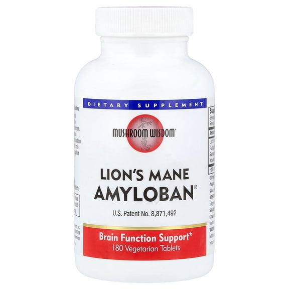 Mushroom Wisdom Lion's Mane Amyloban, 180 Vegetarian Tablets