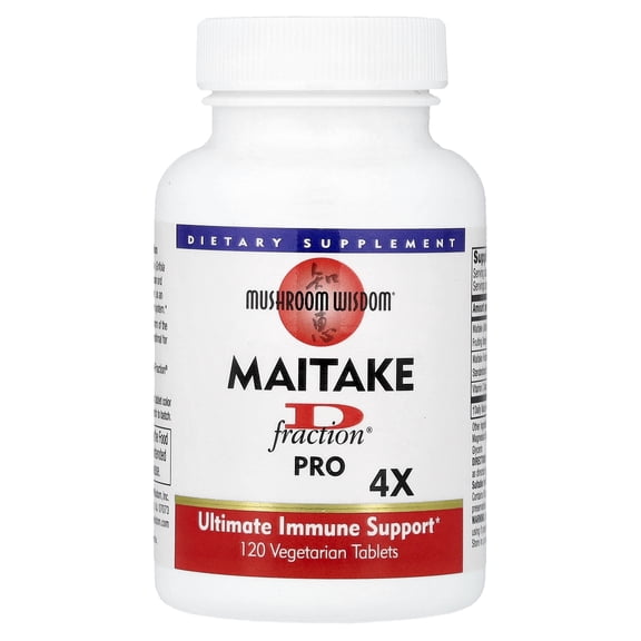 Mushroom Wisdom Maitake D-Fraction, Pro 4X, 120 Vegetarian Tablets