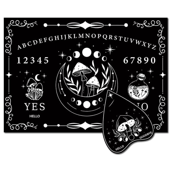 Mushroom Wood Spirit Board Kit Pendulum Board Wooden Pendulum Dowsing Divination Board Metaphysical Message Talking Board with Planchette