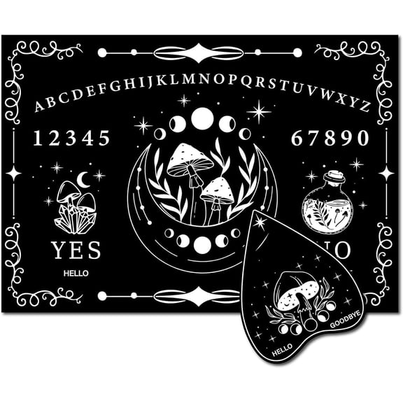 Mushroom Wood Spirit Board Kit Pendulum Board Wooden Pendulum Dowsing Divination Board Metaysical Message Talking Board with Planchette for Supplies 11.8X8.3 Inch