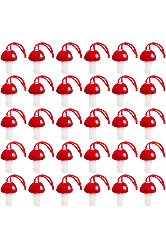 Mushroom Wool Felt Hanging Pendant Decorations for Christmas Tree Decoration Accessories FireBrick 100~110mm