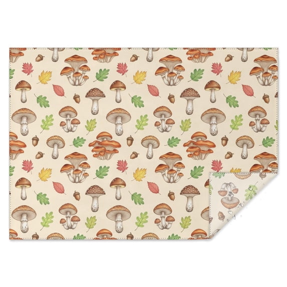 Mushroom and Acorn Cream Pattern Waterproof Tablecloth, Rectangular ...