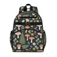 thumbnail image 1 of Mushroom and Berry Black Pattern Cute School Backpack Bag for School with Padded Back and Adjustable Shoulder Straps 15.25"x11.5"x5.25", 1 of 3