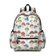 thumbnail image 1 of Mushroom and Character White Pattern Cute School Backpack with Padded Back and Adjustable Shoulder Straps 13.4"x11"x4.7", 1 of 5