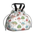 thumbnail image 1 of Mushroom and Character White Pattern Drawstring Insulated Lunch Bag for Women, Stain-Resistant Large Lunch Tote with Multi-Pockets for Work Office, 1 of 5