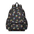 thumbnail image 1 of Mushroom and Dots Black Pattern Cute School Backpack with Padded Back and Adjustable Shoulder Straps 13.4"x11"x4.7", 1 of 5
