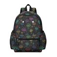 thumbnail image 1 of Mushroom and Dots Black Pattern Cute School Backpack with Padded Back and Adjustable Shoulder Straps 13.4"x11"x4.7", 1 of 5