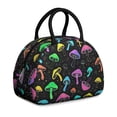 thumbnail image 1 of Mushroom and Dots Black Pattern Insulated Lunch Bag,Leakproof Large Capacity Lunch Box for Work,Picnic or Travel,11.4 X 6.7 X 8.3 Inches, 1 of 6