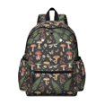 thumbnail image 1 of Mushroom and Dragonfly Black Pattern Backpack for School, Cute School Bag with Adjustable Shoulder Straps and Padded Back, 13.4"x11"x4.7", 1 of 5
