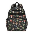thumbnail image 1 of Mushroom and Dragonfly Black Pattern Cute School Backpack Bag for School with Padded Back and Adjustable Shoulder Straps 15.25"x11.5"x5.25", 1 of 5