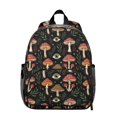 thumbnail image 1 of Mushroom and Eye Black Pattern Backpack for School, Cute School Bag with Adjustable Shoulder Straps and Padded Back, 13.8"x11.4"x6", 1 of 5
