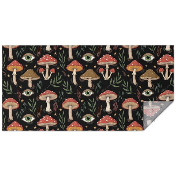Mushroom and Eye Black Pattern Waterproof Tablecloth, Rectangular ...