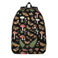 thumbnail image 1 of Mushroom and Fern Black Pattern Backpack for School, Cute School Bag with Adjustable Shoulder Straps and Padded Back, 15.7"x11.8"x5.5", 1 of 5