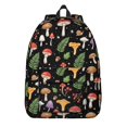 thumbnail image 1 of Mushroom and Fern Black Pattern Backpack for School, Cute School Bag with Adjustable Shoulder Straps and Padded Back, 15.7"x11.8"x5.5", 1 of 5