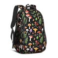 thumbnail image 1 of Mushroom and Fern Black Pattern Backpack for School, Cute School Bag with Adjustable Shoulder Straps and Padded Back, 16.9"x12.6"x5.9", 1 of 5