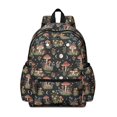 thumbnail image 1 of Mushroom and Flower Black Pattern Backpack for School, Cute School Bag with Adjustable Shoulder Straps and Padded Back, 13.4"x11"x4.7", 1 of 5
