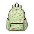 thumbnail image 1 of Mushroom and Frog Green Pattern Backpack for School, Cute School Bag with Adjustable Shoulder Straps and Padded Back, 13.4"x11"x4.7", 1 of 5