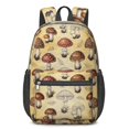 thumbnail image 1 of Mushroom and Leaf Beige Pattern 17" Waterproof Oxford School Backpacks for Teens, S-Shape Padded Straps, for School, Travel, Hiking, Camping, 1 of 5
