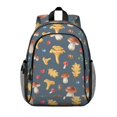 thumbnail image 1 of Mushroom and Leaf Blue Pattern Backpack for School, Cute School Bag with Adjustable Shoulder Straps and Padded Back, 15"x11.42"x5.5", 1 of 5