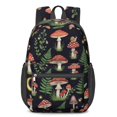 thumbnail image 1 of Mushroom and Moon Black Pattern 17" School Backpacks for Teens,Waterproof Oxford Fabric,S-Shape Padded Straps for School,Travel,Hiking,Camping, 1 of 6