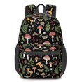 thumbnail image 1 of Mushroom and Moth Black Pattern 17" School Backpacks for Teens,Waterproof Oxford Fabric,S-Shape Padded Straps for School,Travel,Hiking,Camping, 1 of 6