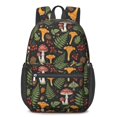thumbnail image 1 of Mushroom and Moth Black Pattern 17" School Backpacks for Teens,Waterproof Oxford Fabric,S-Shape Padded Straps for School,Travel,Hiking,Camping, 1 of 6