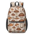 thumbnail image 1 of Mushroom and Sprig Beige Pattern 17" Waterproof Oxford School Backpacks for Teens, S-Shape Padded Straps, for School, Travel, Hiking, Camping, 1 of 5