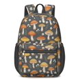 thumbnail image 1 of Mushroom and Sprig Black Pattern 17" Waterproof Oxford School Backpacks for Teens, S-Shape Padded Straps, for School, Travel, Hiking, Camping, 1 of 5