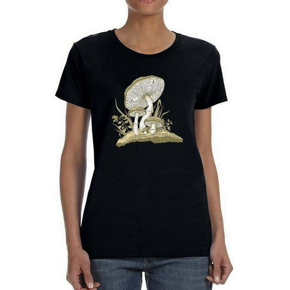 Mushrooms And Grass Shaped T-Shirt Women -Image by Shutterstock, Female x-Large