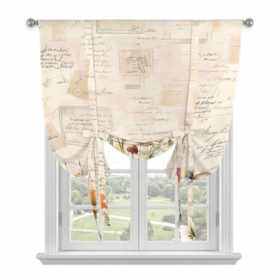 Mushrooms Balloon Curtains 63 Inch Length for Living Room/Bedroom, Spring Floral Farmhouse Botanical Rod Pocket Privacy Door Curtains Decorative Tie Up Shade for Window 52"x63"