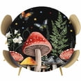 thumbnail image 1 of Mushrooms Black Round Tablecloth 55-60 Inch Round Fitted Table Cloth with Elastic Edge, Butterfly Botanical Country Plants Waterproof Table Cover Protector for Outdoor Picnic Party Dining, 1 of 6