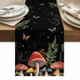 thumbnail image 1 of Mushrooms Black Table Runner - 90 Inch Long, Kitchen Dining Table Runner Dresser Scarves, Butterfly Botanical Country Plants Farmhouse Decor for Coffee Tables Wedding Party Banquet, 1 of 8