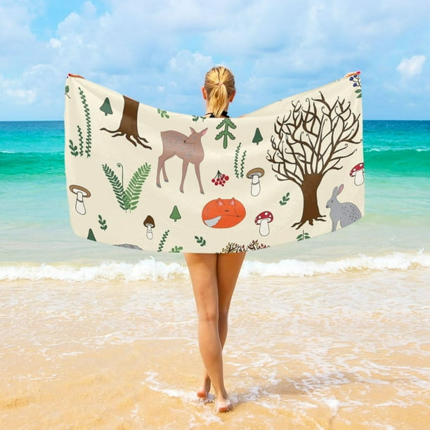 Mushrooms Deers Hedgehog Fox Beach Towel Camping Towel Microfiber Oversized 37 x 74 Absorbent for Seaside Camping Swimming Fitness Walmart Business Supplies