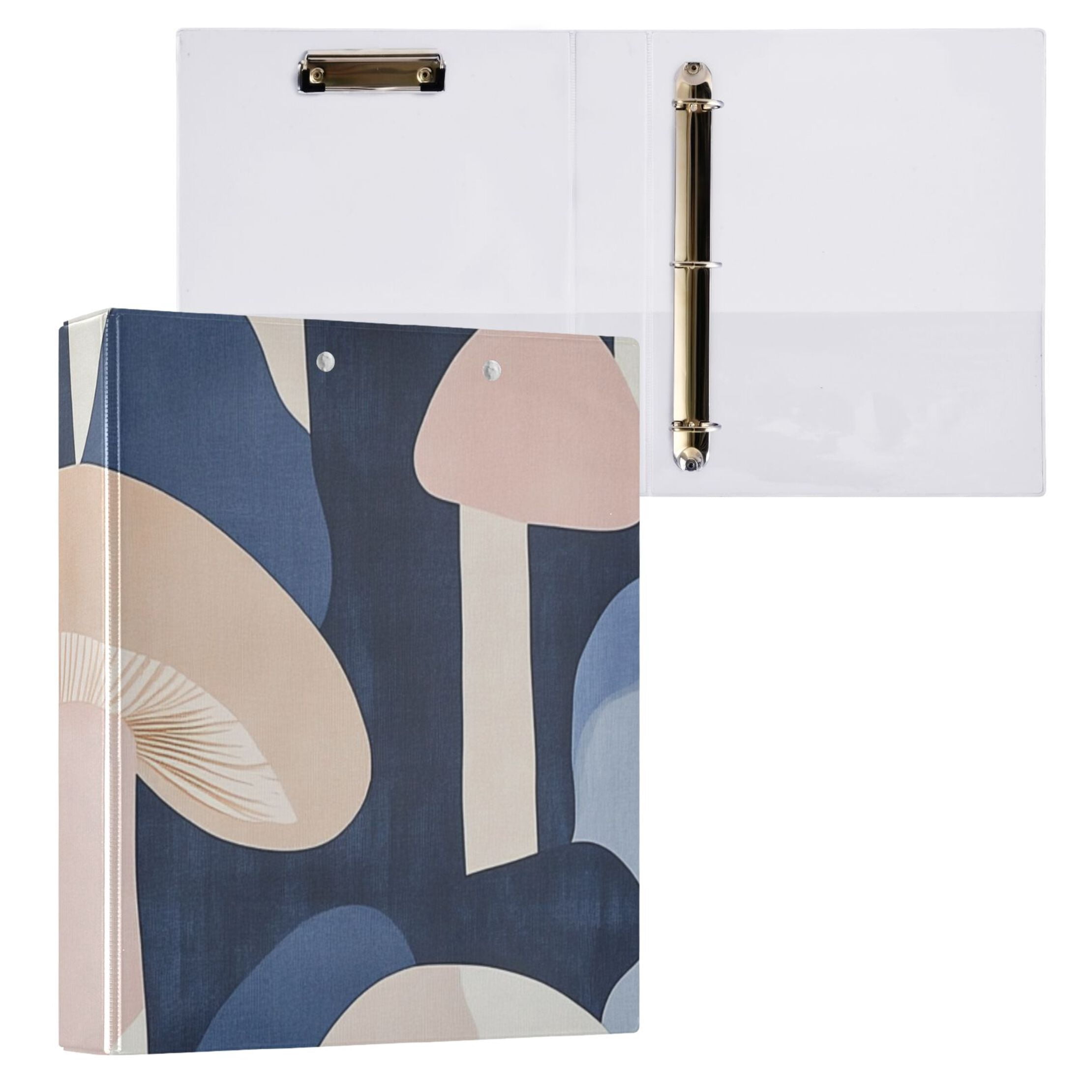 Mushrooms Doodle 3 Ring Binders 1.5 inch Hardcover File Folders with Interior Pockets A4 Size Organizer for School Office Hospital
