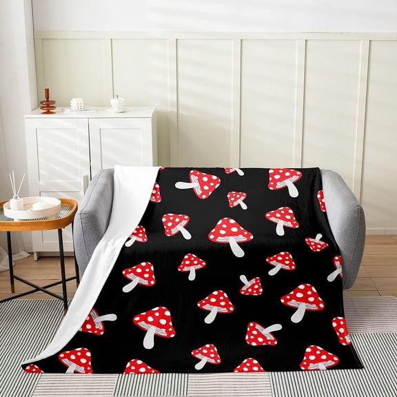 Mushrooms Fleece Throw Blanket for Bed Sofa Couch,Kids Botanical Plants Fuzzy Blanket All Season Natural Wild Fungus Bed Blanket,Nature Lover Gift Room Decor Plush Blanket Baby 30"x40"