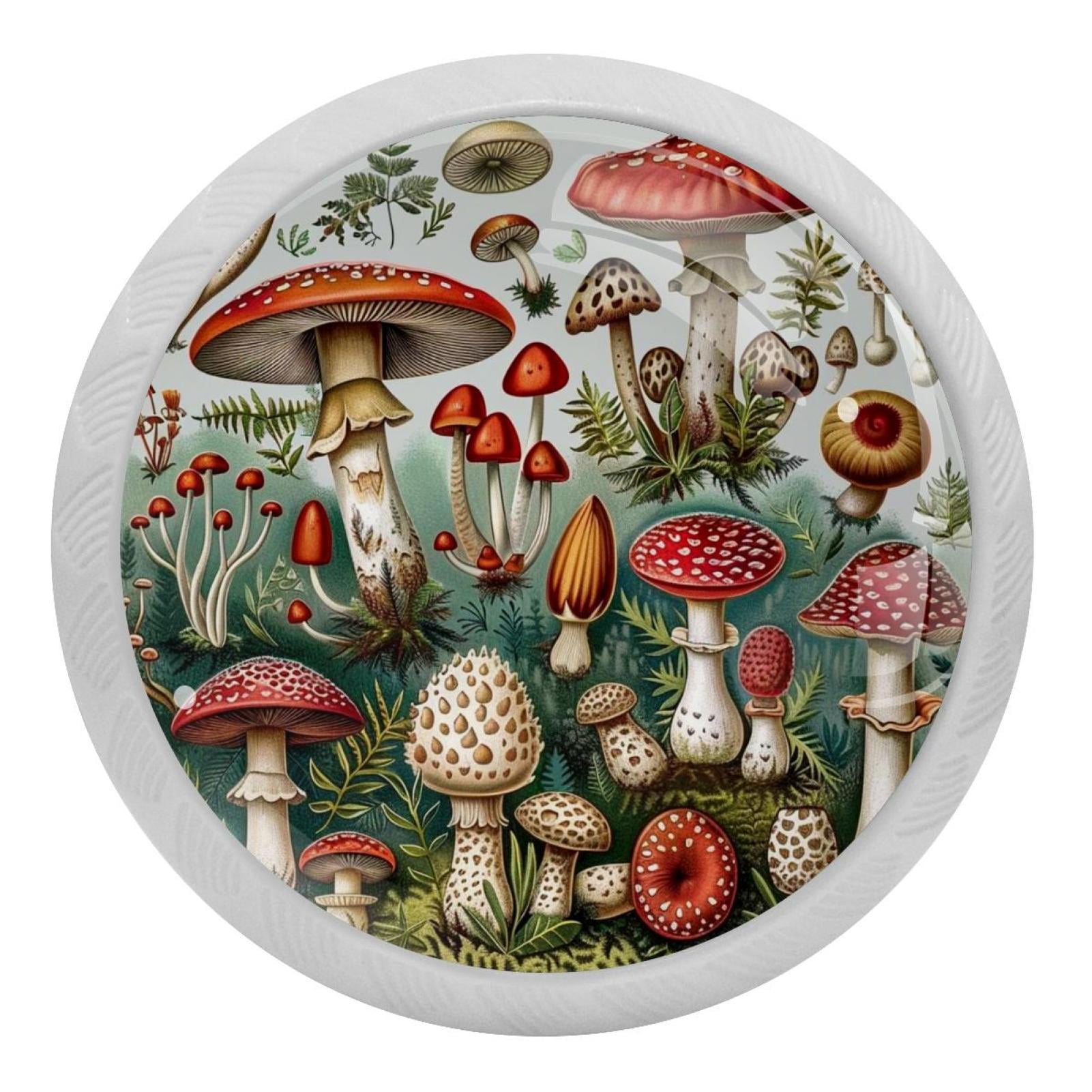 Mushrooms GlowintheDark Round Drawer Pulls, 4Pack Fluorescent