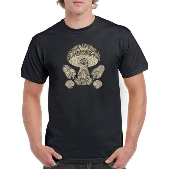 Mushrooms In Patterns T-Shirt Men -Image by Shutterstock, Male 5X-Large