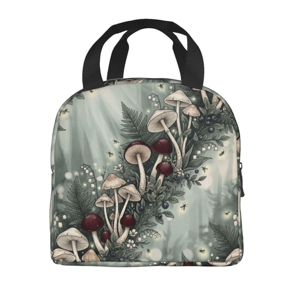 Mushrooms Insulated Lunch Bag,Vintage Lunch Box For Men Women,Reusable Cooler Lunch Tote Box For Work Picnic Office Outdoor