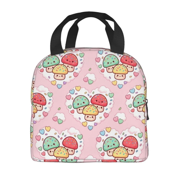 Mushrooms Insulated Lunch Bag,Vintage Lunch Box For Men Women,Reusable Cooler Lunch Tote Box For Work Picnic Office Outdoor