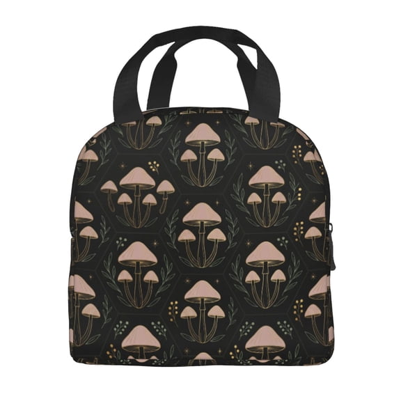 Mushrooms Insulated Lunch Bag,Vintage Lunch Box For Men Women,Reusable Cooler Lunch Tote Box For Work Picnic Office Outdoor