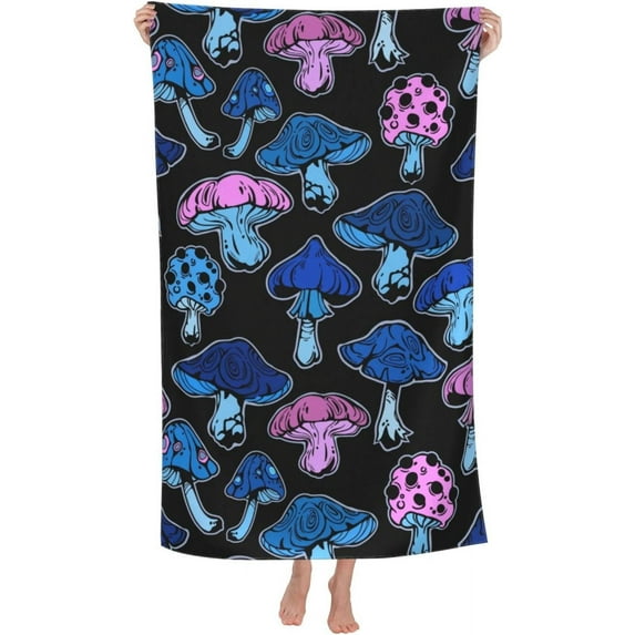 Mushrooms Large Beach Towel - Plush Thick Cotton Pool Towel, Adult Beach Towels