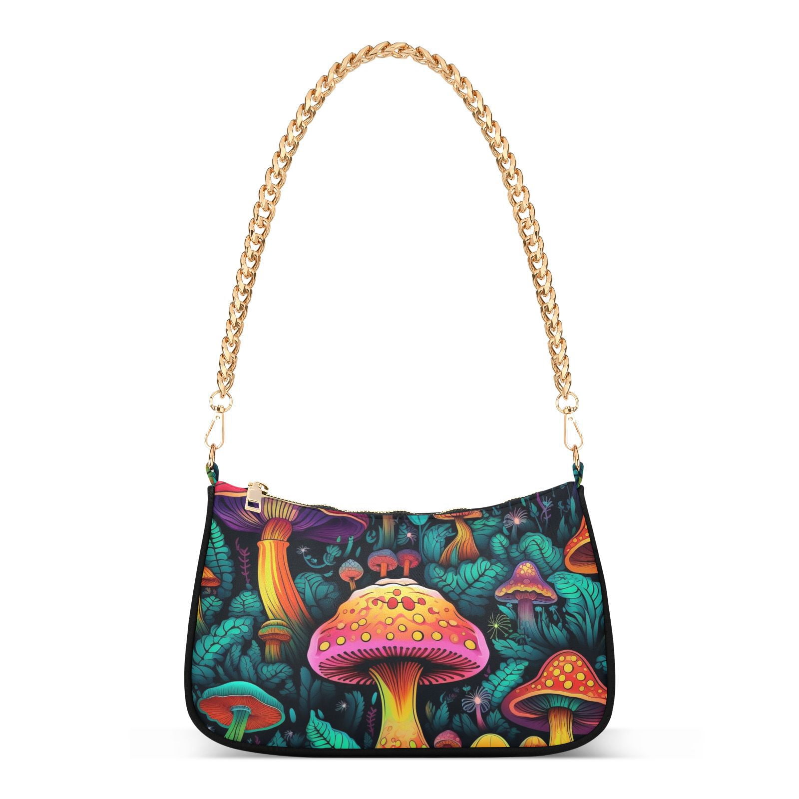 Mushrooms LeavesWomen Small Shoulder Bag Crossbody Tote Hobo Bags Purse Clutch Handbags with Chain Strap for Women
